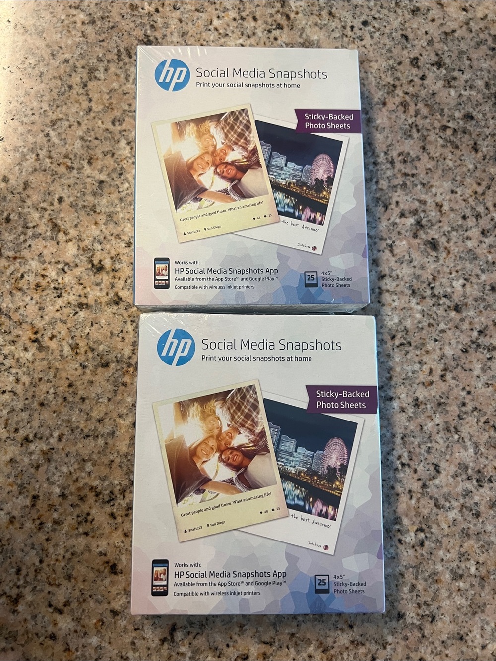 HP Sticky-Backed Photo Sheets with Blue and Purple Accents